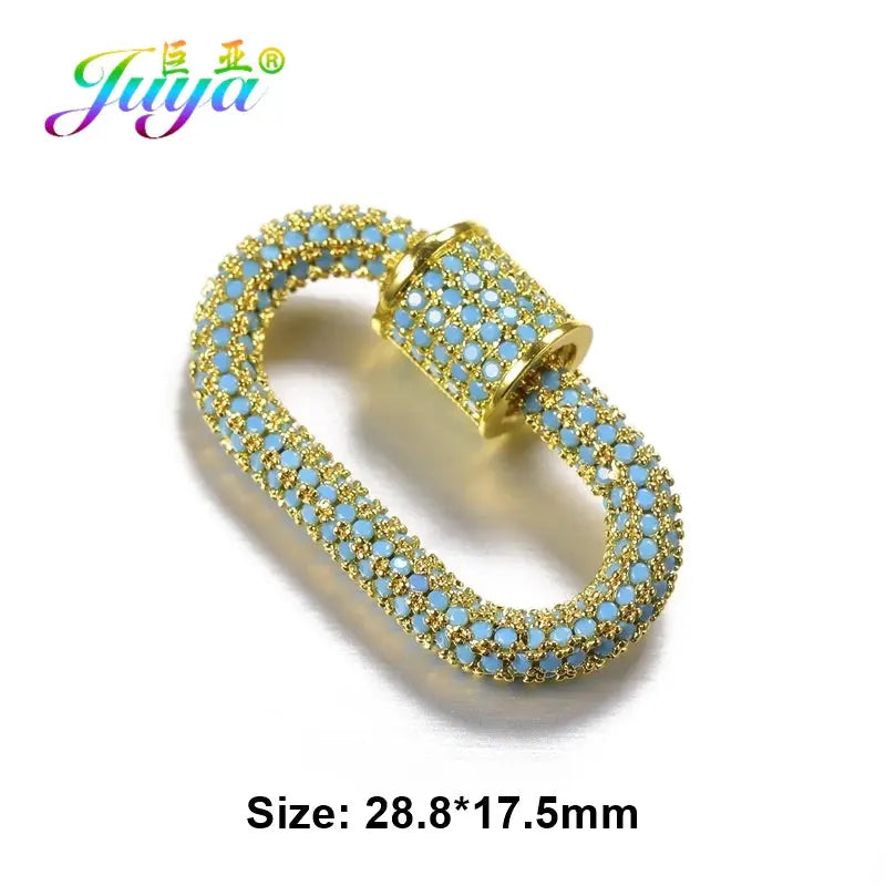 Juya Handmade Zirconia 18K Gold Plated Decorative Copper Pendant Carabiner Screw Bolt Lock Clasps For DIY Punk Jewelry Making Aurexia off