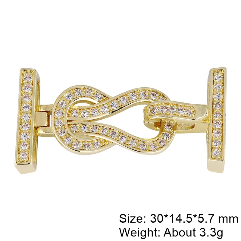 Juya DIY Copper 18K Gold Plated Pendant Connector Fastener Buttob Lock Clasps For Needlework Natural Stone Pearls Jewelry Making Aurexia off