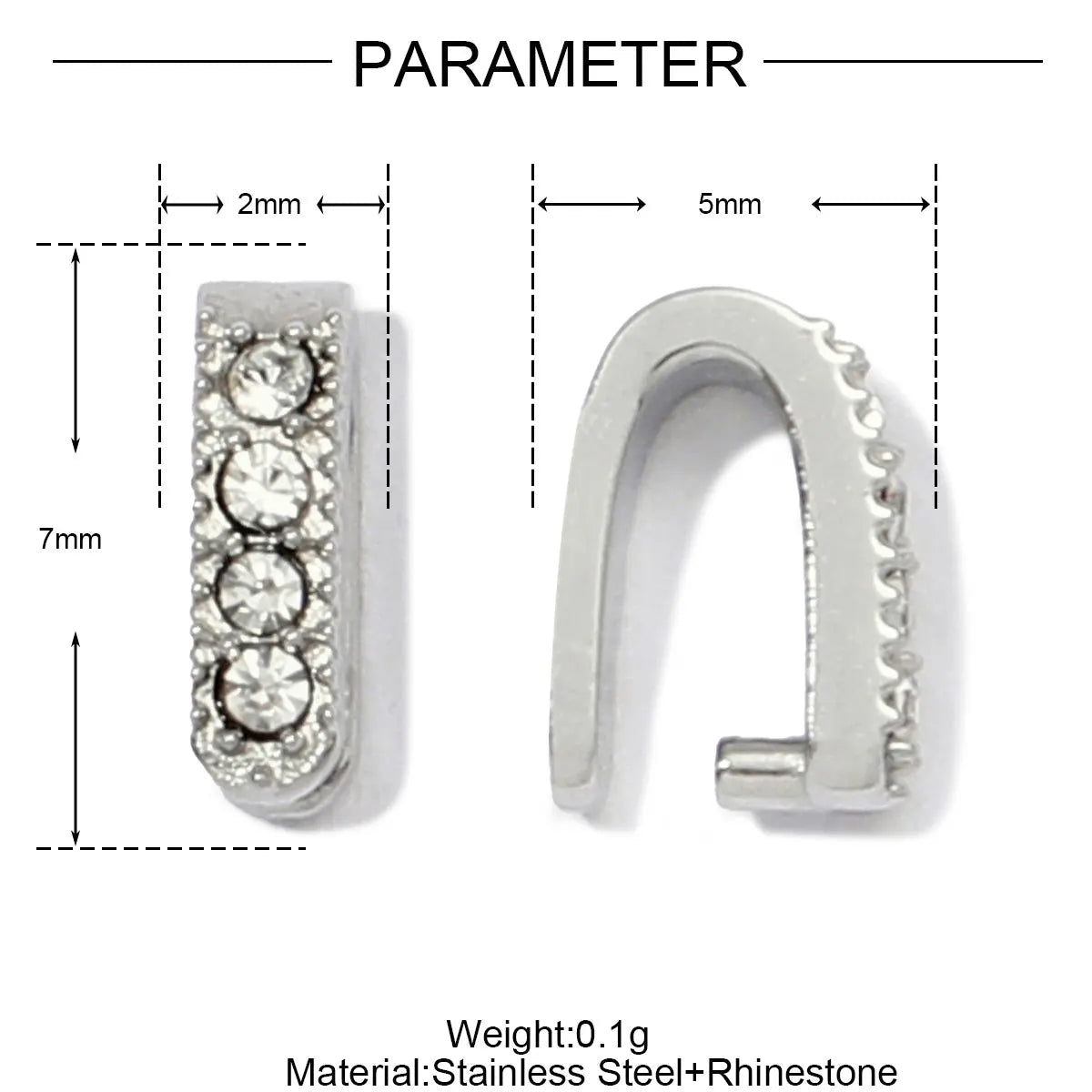 5Pcs/Lot Stainless Steel Clips Clasps Rhinestone Pinch Clip Bail Connectors For DIY Jewelry Findings Accessories Aurexia off