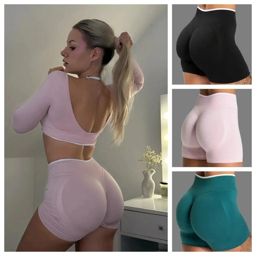 Women's Color Block Yoga Shorts - Butt-lifting, Breathable, High-elasticity, Gym Workout & Running Shorts Aurexia off