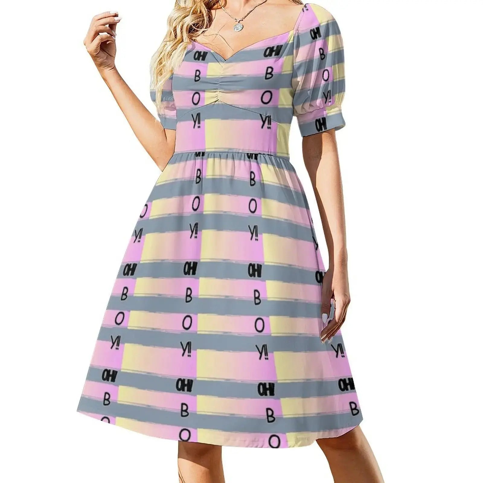 Oh!Boy! Skirt Korean Style Casual Dress For Women Simple Daily Office Lady Dresses Love Girls Pink Stripes Boy Shade Touch Aurexia off