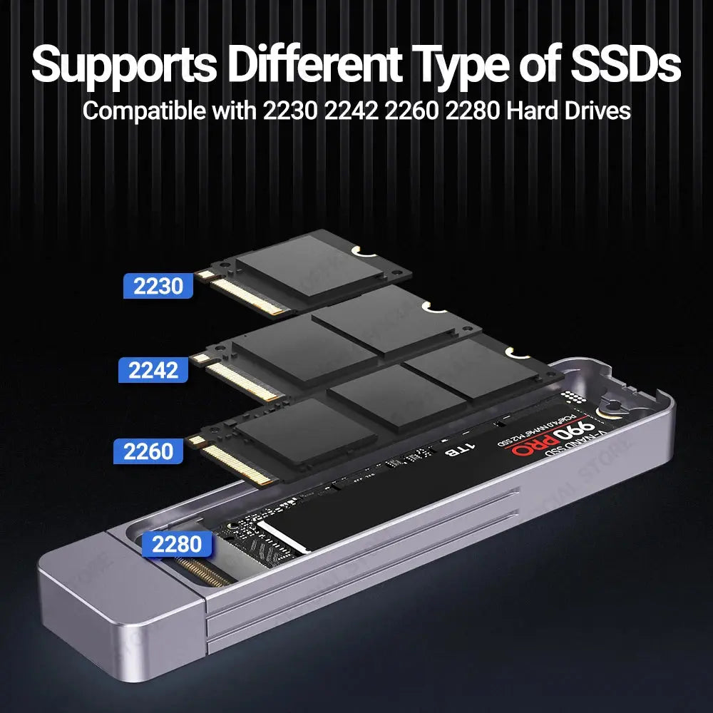 JEYI Direct-attach M.2 NVMe Enclosure, USB-A Plug USB 3.2 10Gbps In-line Aluminum 2242 2280 SSD Case With Magnet Protective Case Aurexia off