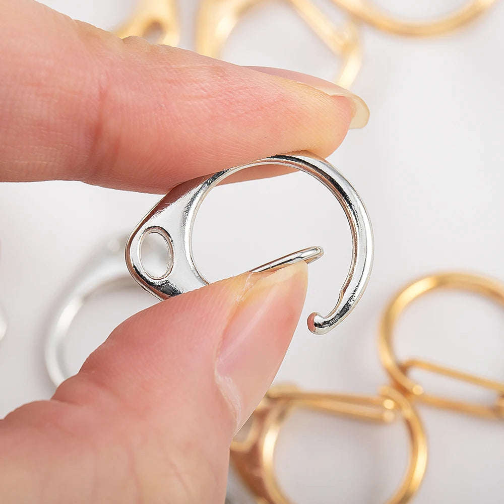 10pcs C-Shaped Spring Snap Alloy Lobster Clasps Keychain Hooks Pendant Connectors for DIY Key Chain Making Accessories Aurexia off