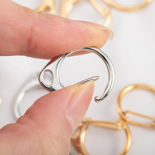 10pcs C-Shaped Spring Snap Alloy Lobster Clasps Keychain Hooks Pendant Connectors for DIY Key Chain Making Accessories Aurexia off