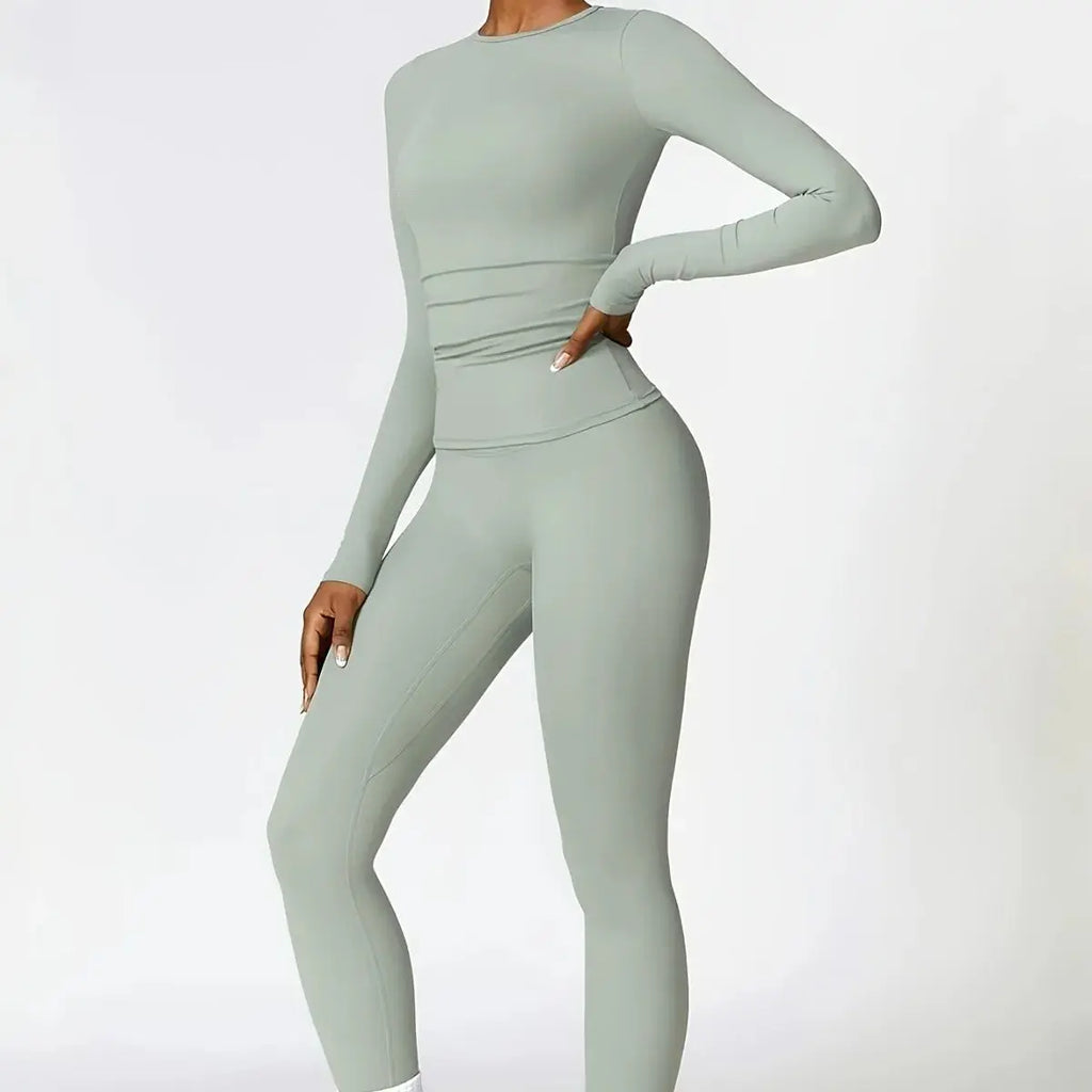 Tight-fitting yoga suit slim long-sleeved outdoor running sports fitness clothing autumn and winter sports women's Pilates Aurexia off