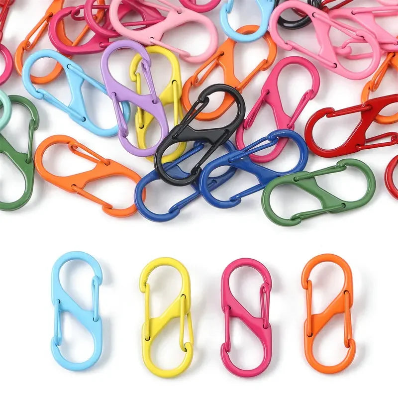 12Pcs Zipper Clip S Carabiner Clips Small Alloy Snap Hook Anti Theft Mini Dual Wire Gate Interlocking Keychain Clip Attachment Aurexia off