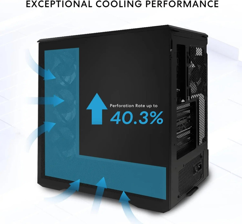 Compact Micro-ATX PC Case with 4 ARGB Fans, Tempered Glass, Supports 415mm GPU & 360mm Radiator - Black Aurexia off