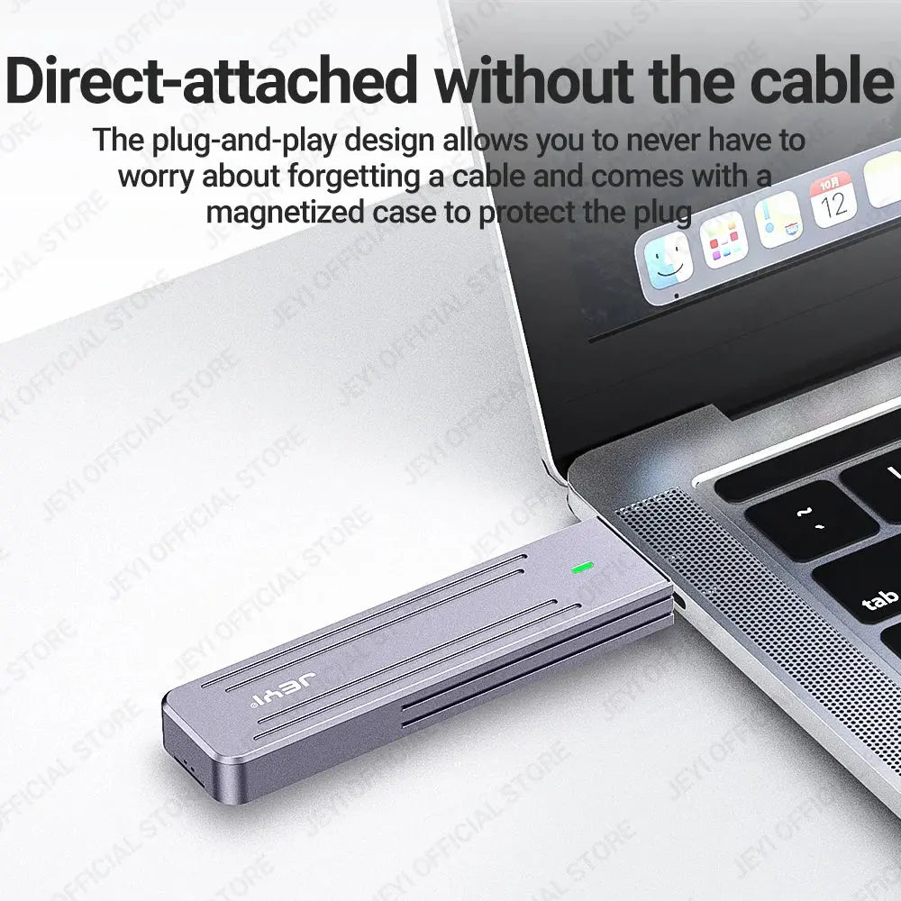JEYI Direct-attach M.2 NVMe Enclosure, USB-A Plug USB 3.2 10Gbps In-line Aluminum 2242 2280 SSD Case With Magnet Protective Case Aurexia off