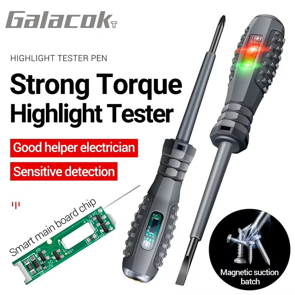 Multifunctional Electrician Test Screwdriver AC Non-contact Induction Test Pen Voltage Tester 70-600V Red Green Induction Lights Aurexia off