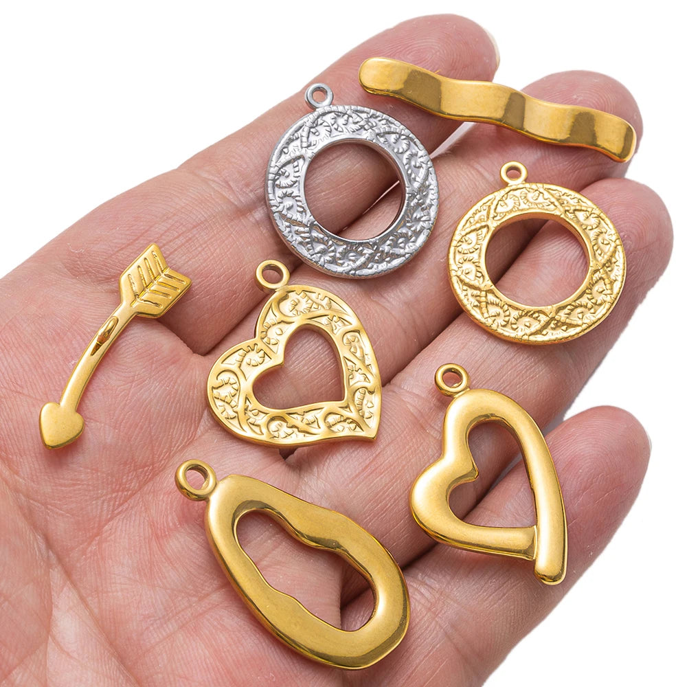 5 Sets Stainless Steel Toggle Clasp T-bar Closure Ring Fastener Hook End Connectors for DIY Necklace Bracelet Jewelry Making Aurexia off
