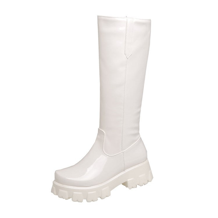 Warm Fur Women's Knee High Wedge Heel Lace Up Boots Aurexia off