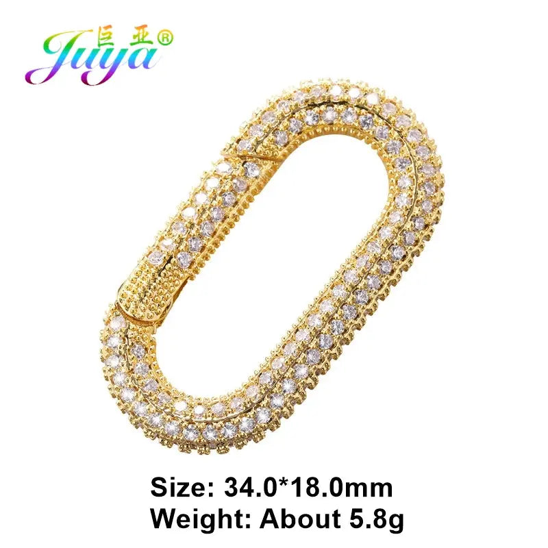 Juya Handmade Zirconia 18K Gold Plated Decorative Copper Pendant Carabiner Screw Bolt Lock Clasps For DIY Punk Jewelry Making Aurexia off
