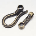 Rack Plating Brass Hook and S-Hook Clasps Nickel Free Brushed Antique Bronze 45x14x4mm Hole: 3.5mm kit Aurexia off