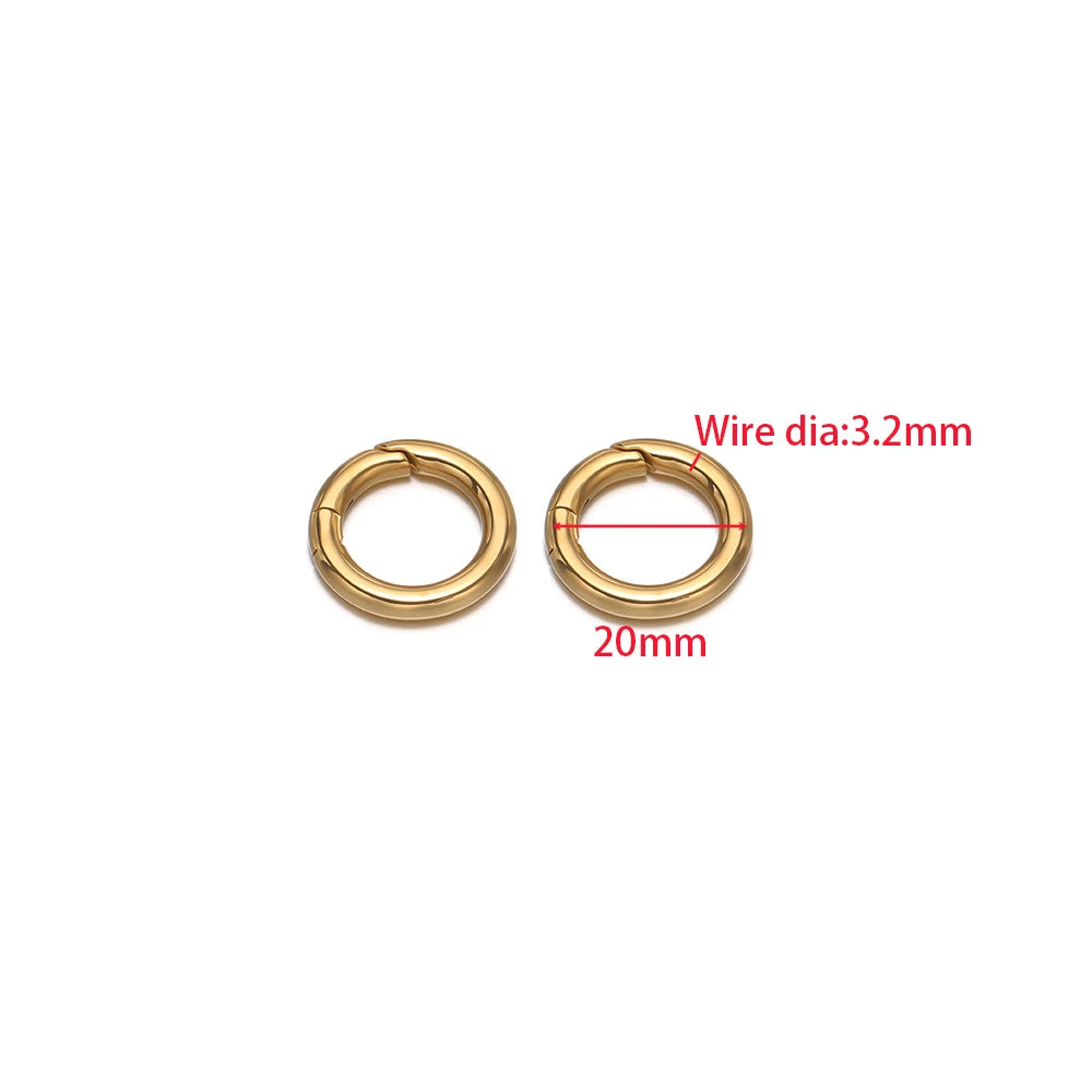 2Pcs/Lot Round Spring Clasps Stainless Steel Gold Plated Keyrings Buckles Connectors for DIY Jewelry Bag Hooks Making Components Aurexia off