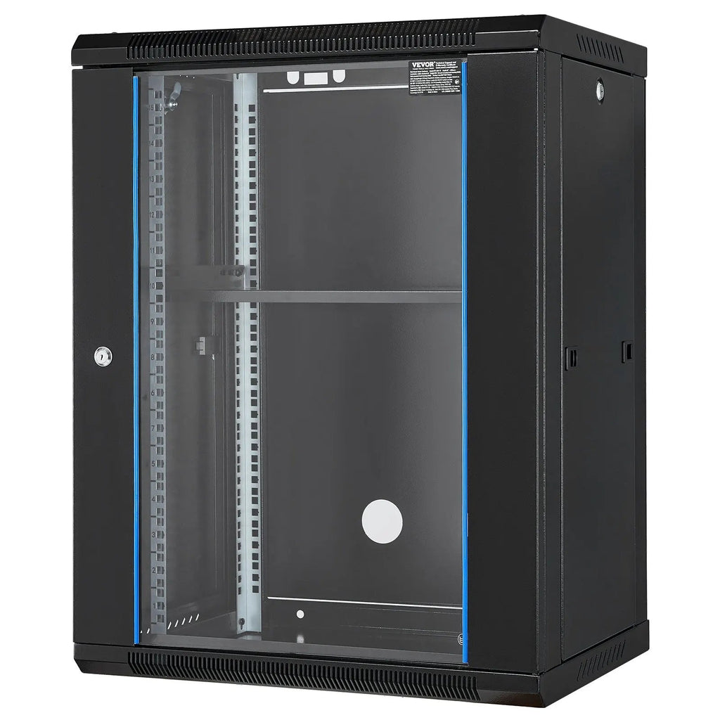 15U Wall Mount Network Server Rack Cabinet Enclosure 18Glass Door Lock Aurexia off
