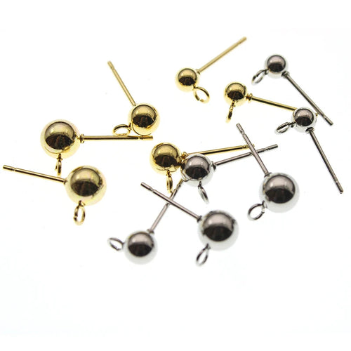 20PCS Surgical Stainless Steel 3 4 6 mm Round Ball Earrings Stud Post with Loop Fit Women DIY Earring Jewelry Making Accessories Aurexia off