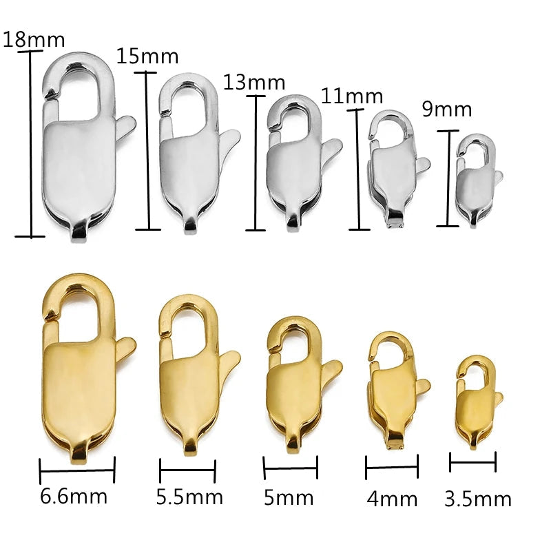 10pcs High End Quality Gold Stainless Steel Rectangle Lobster Clasps Hooks Connector for DIY Bracelet Necklace Jewelry Making Aurexia off
