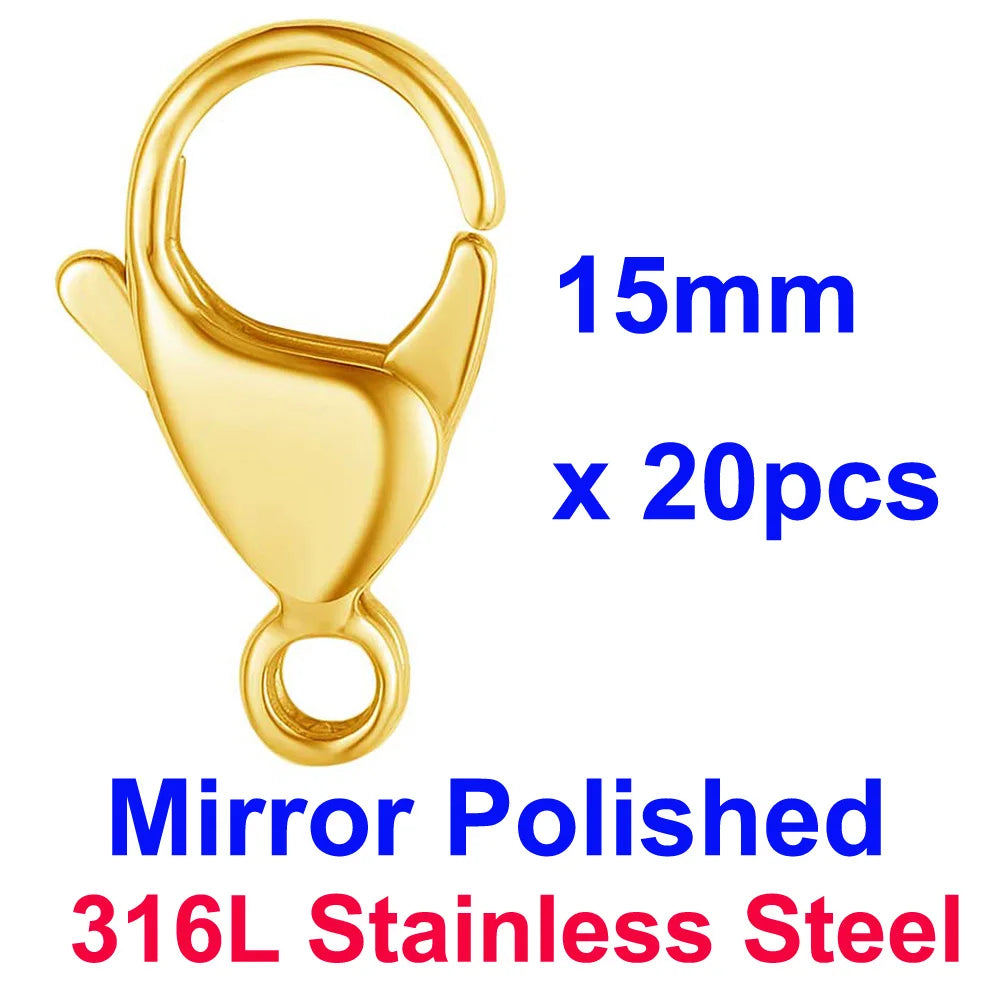 20/30/40 316L Stainless Steel Lobster Clasps Wholesale Mirror Polished 9-19mm 18k Gold Vacuum Plated Diy Jewelry Making Findings Aurexia off