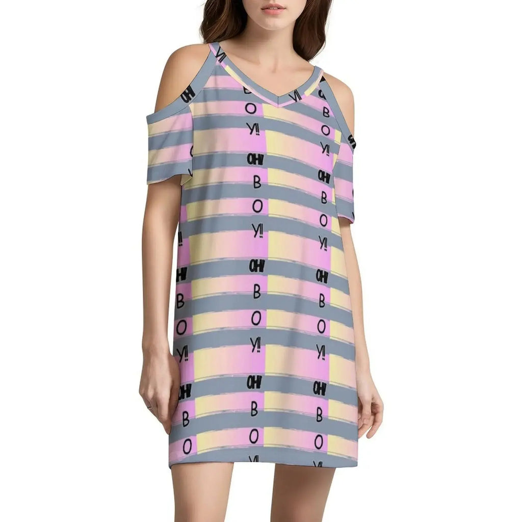 Oh!Boy! Skirt Korean Style Casual Dress For Women Simple Daily Office Lady Dresses Love Girls Pink Stripes Boy Shade Touch Aurexia off