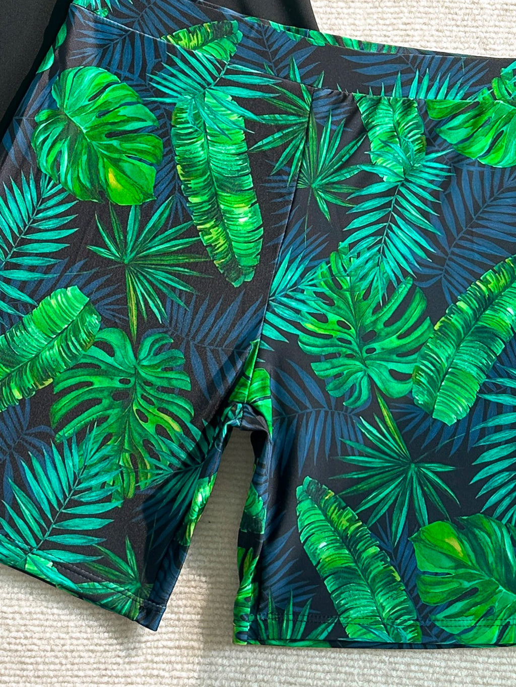 Women's Tankini Swimsuit Set, Two-Piece Swimsuit, Short-Sleeved Beach Vacation Conservative Slim-Fit Tropical Plant Print Boxer Shorts Sporty Fashion Swimwear Aurexia off