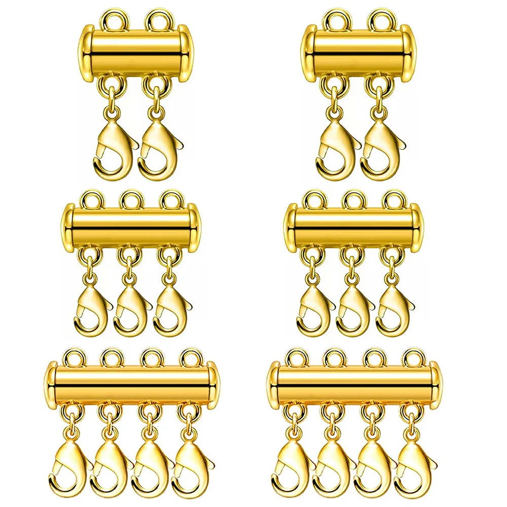 2pcs Multi Strand Necklace Layer Lobster Buckle Sliding Magnet Tube Connector Lock for DIY Necklace Bracelet Jewelry Making Aurexia off