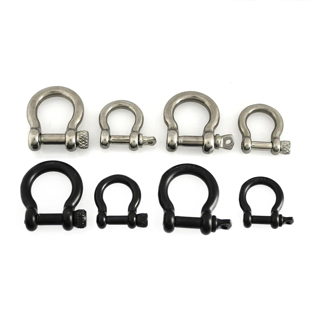 Stainless Steel Bow Shape Shackle Carabiner D Ring Fob Key Ring Keychain Hook for Camping Hiking Screw Joint Connector Buckle Aurexia off
