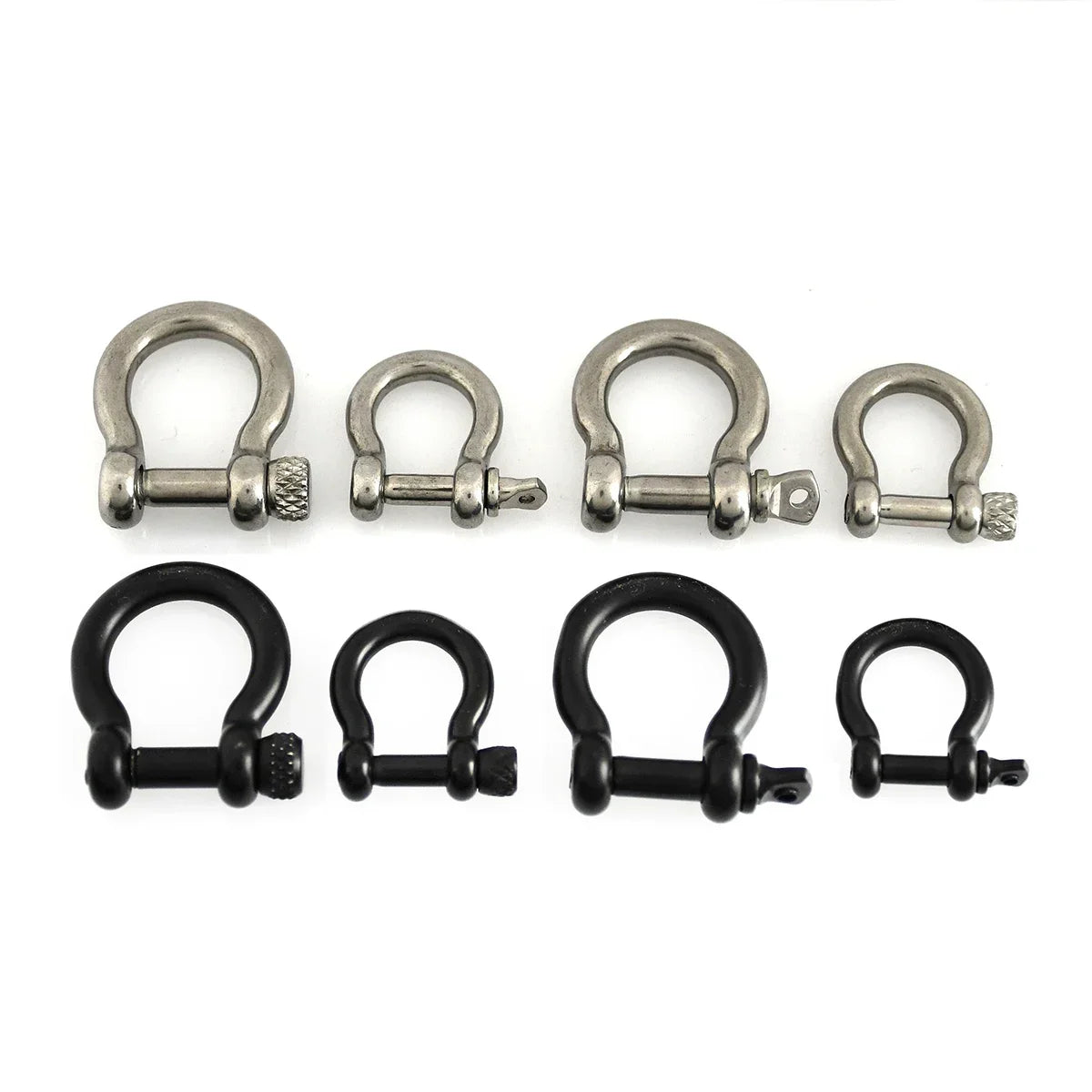 Stainless Steel Bow Shape Shackle Carabiner D Ring Fob Key Ring Keychain Hook for Camping Hiking Screw Joint Connector Buckle Aurexia off