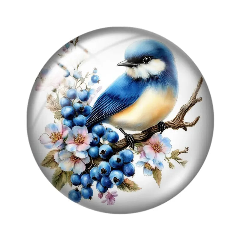 Blue Delft Birds Clipart  12mm/18mm/20mm/25mm Round Photo glass cabochon demo flat back Making findings Aurexia off