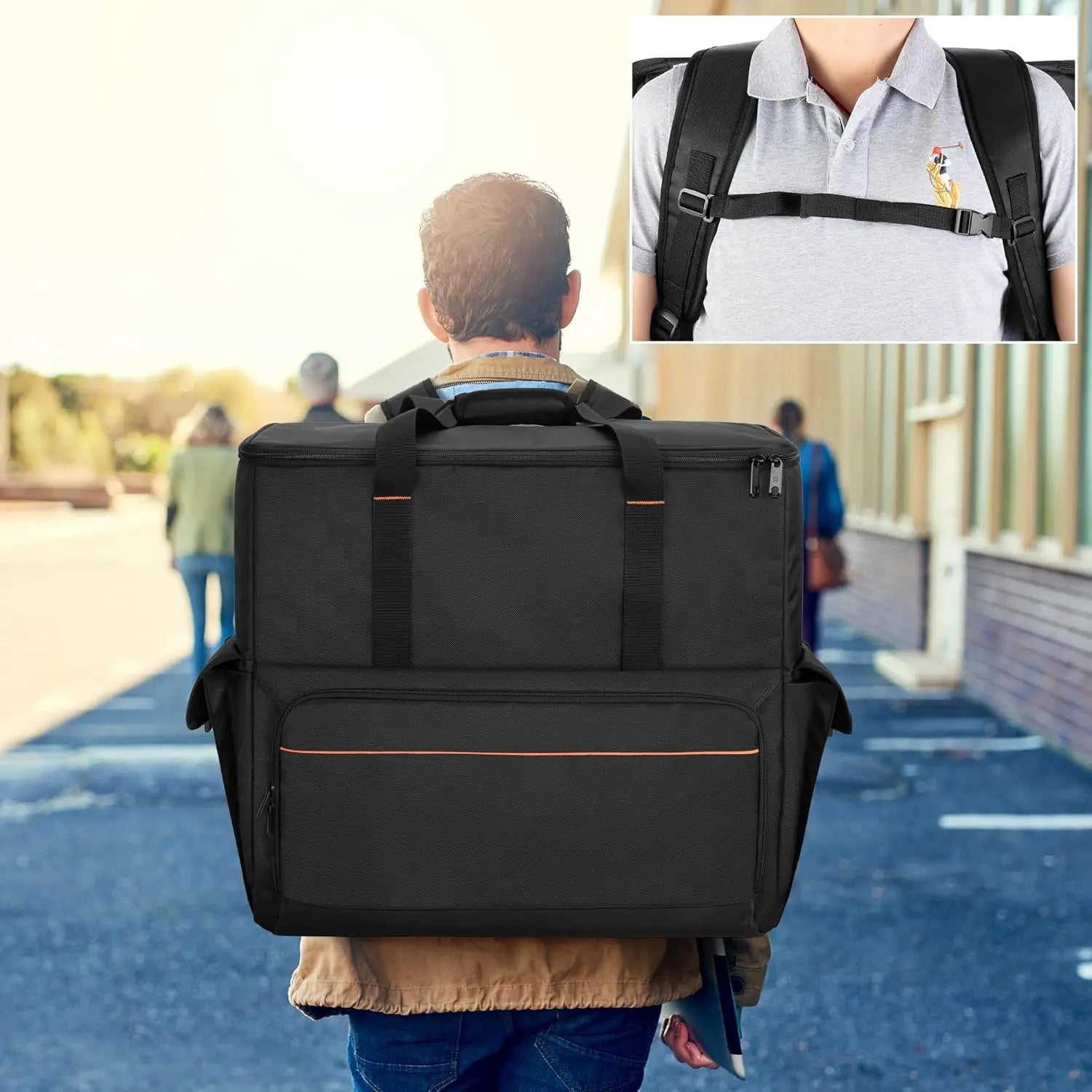 ATX/M-ATX PC Tower Carrying Case Backpack for Computer, Keyboard, Cables, Mouse, Black Aurexia off