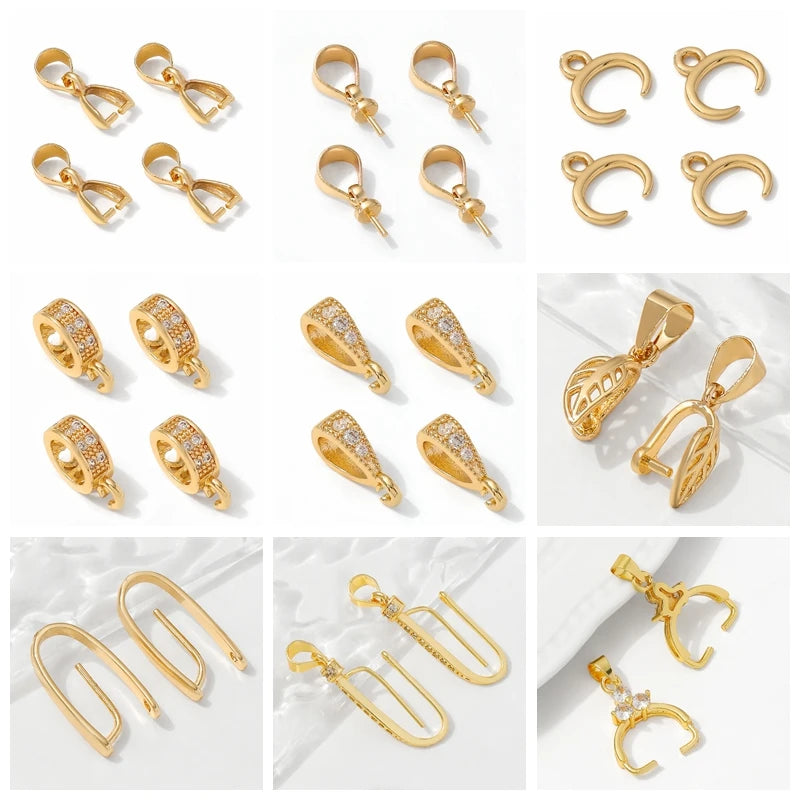 14K/18K Gold Plated Brass Metal Hinged Necklace Enhancer For Necklace Making Accessories Pendant Bail Clasps Jewelry Materials Aurexia off