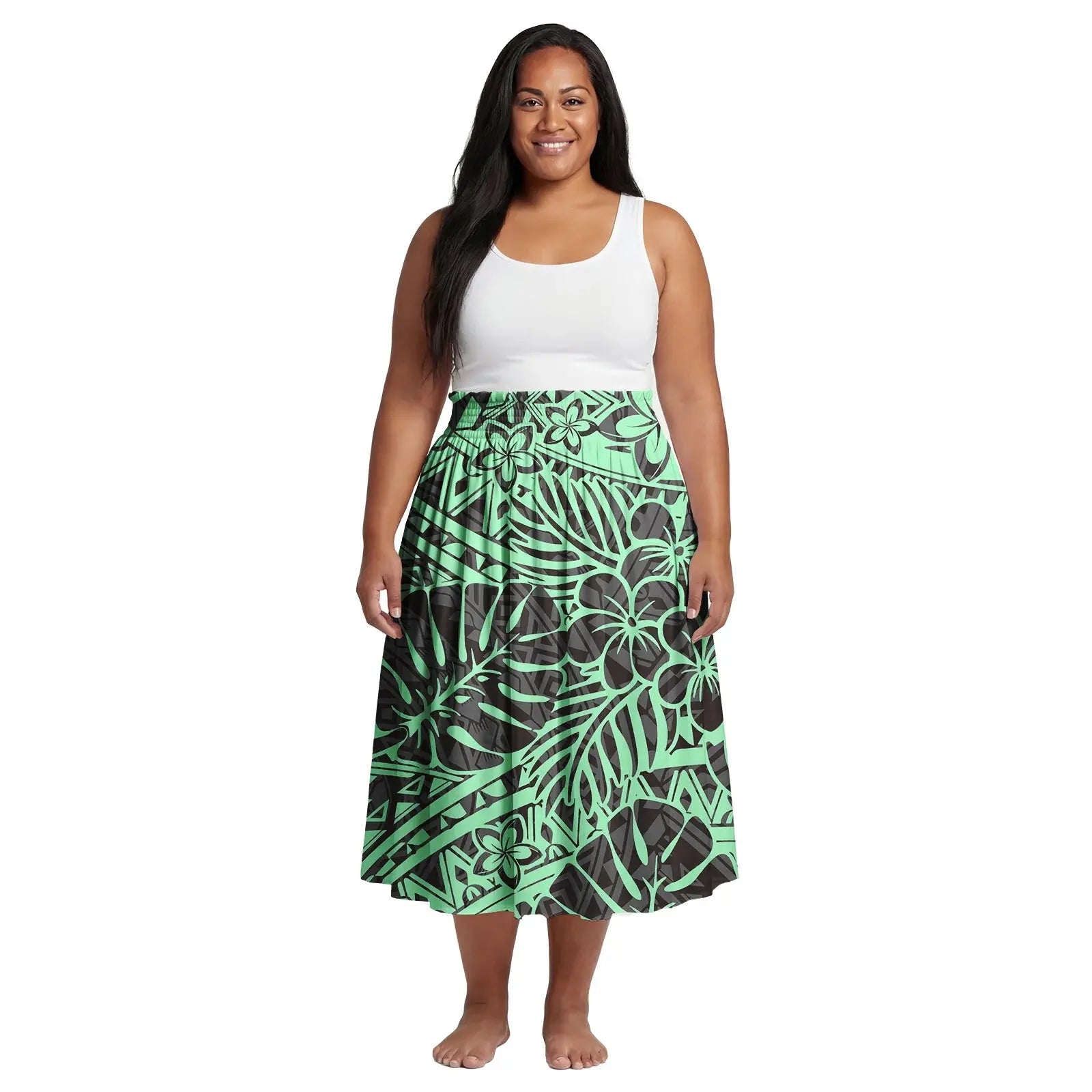 2026 Spring New Custom Elastic Waistband Design Women Skirts Samoan Polynesian Elegant Oversize Ladies Dress Party Aloha Skirts Aurexia off