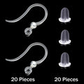 40pcs Clear Plastic Earring Hooks Ear Wire with Loop French Fish Hooks With Transparent Earring Stoppers for DIY Jewelry Making Aurexia off
