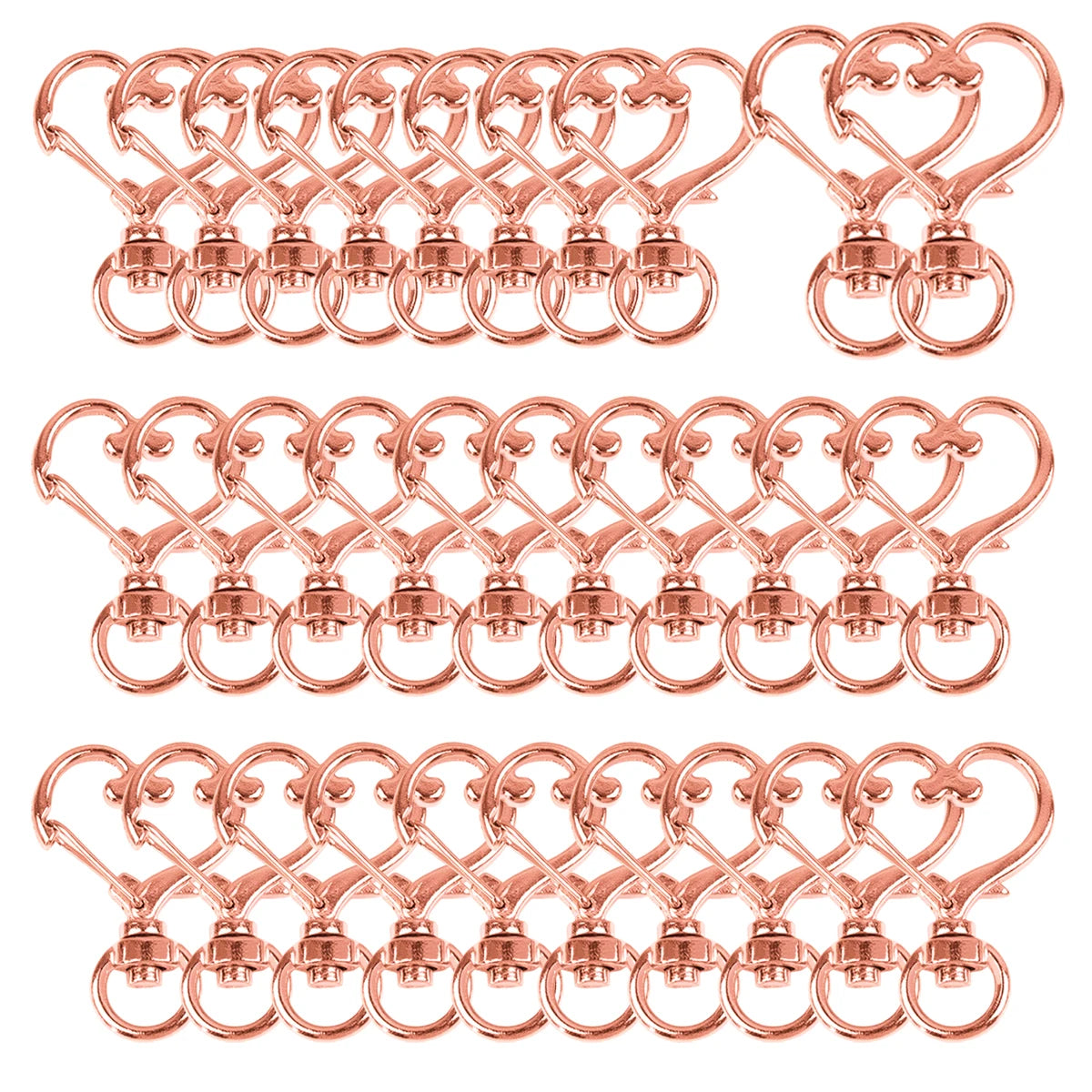 5/10/15/25/40/60Pcs Heart-Shaped Swivel Snap Hooks Metal Spring Snap Keychains Heart Clips Trigger for Lanyard Jewelry Charms Aurexia off