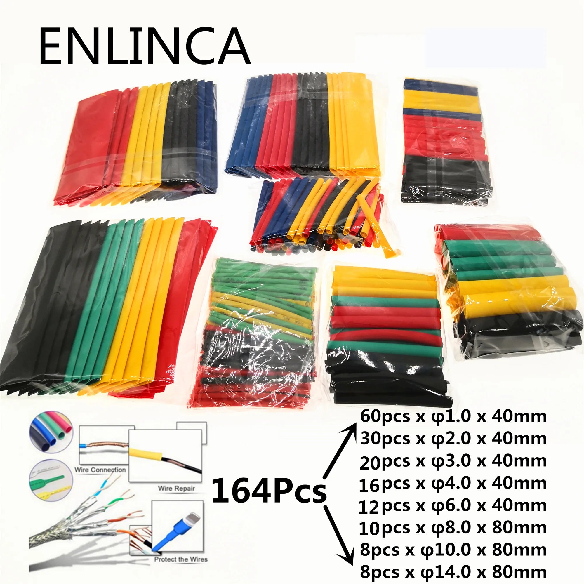 127-750pcs Heat-shrink Tubing  Thermoresistant  Tube Heat Shrink   Wrapping Kit Electrical Connection Wire Cable Insulation Sleeving Aurexia off