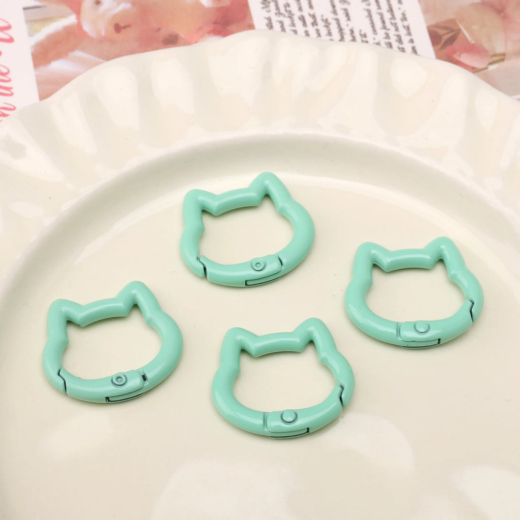 1pc/bag Alloy Spring Clasps Colorful Cute Cat Shape Spring Ring Carabiner Clips For DIY Keyring Lanyard Keychain Making Findings Aurexia off