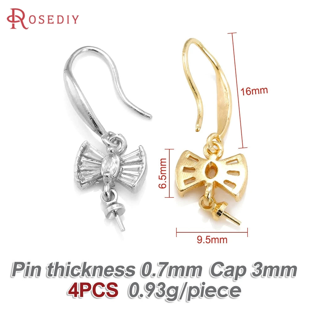 18K Gold Color Brass Can fit Half Hole Beads with Half Pins Earrings Hooks High Quality Jewelry Making Diy Findings Accessories Aurexia off