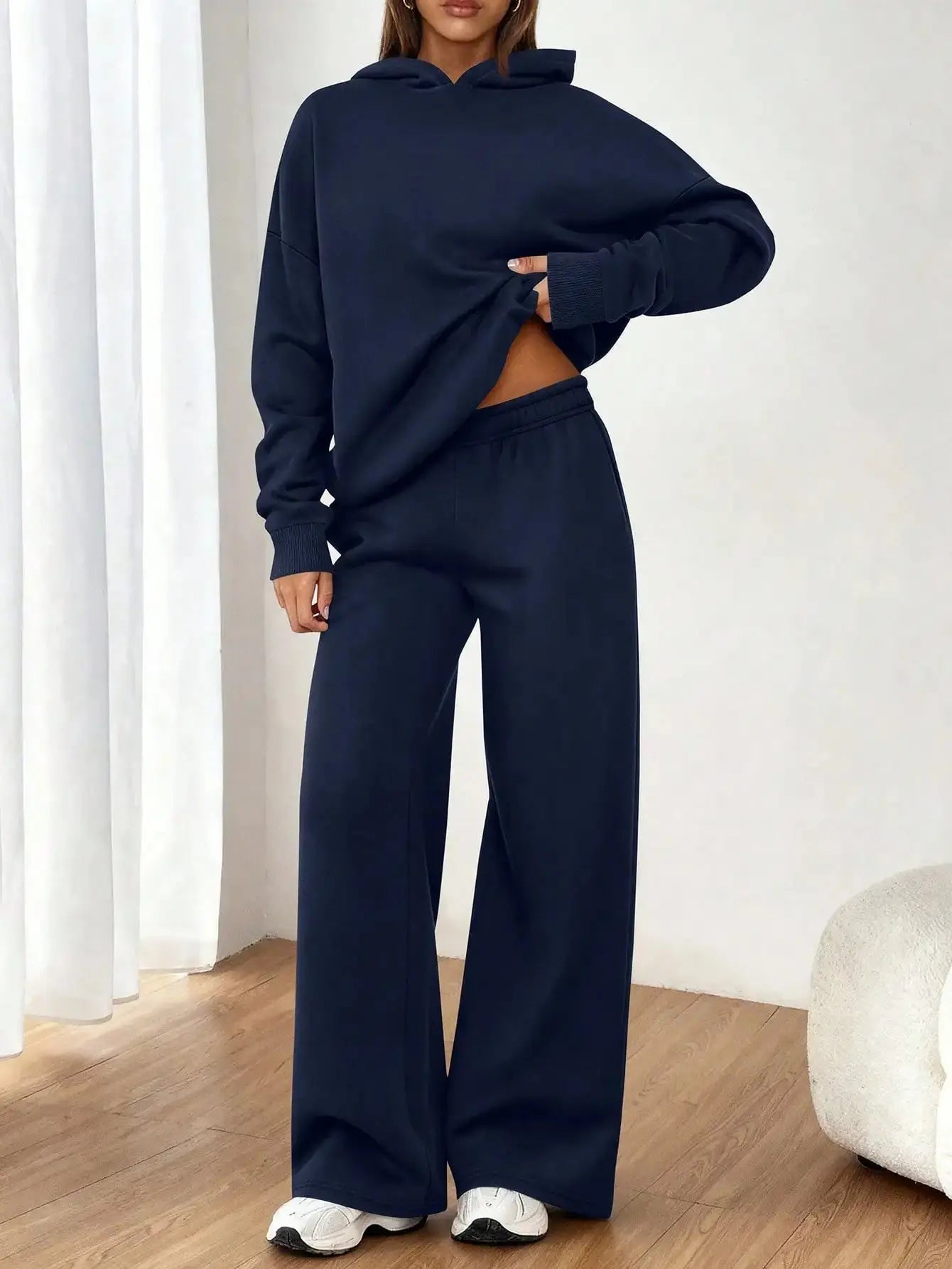 Women's 2 Piece Sweatsuit Set Casual Long Sleeve Hoodie Loose Wide Leg Sweatpants Aurexia off