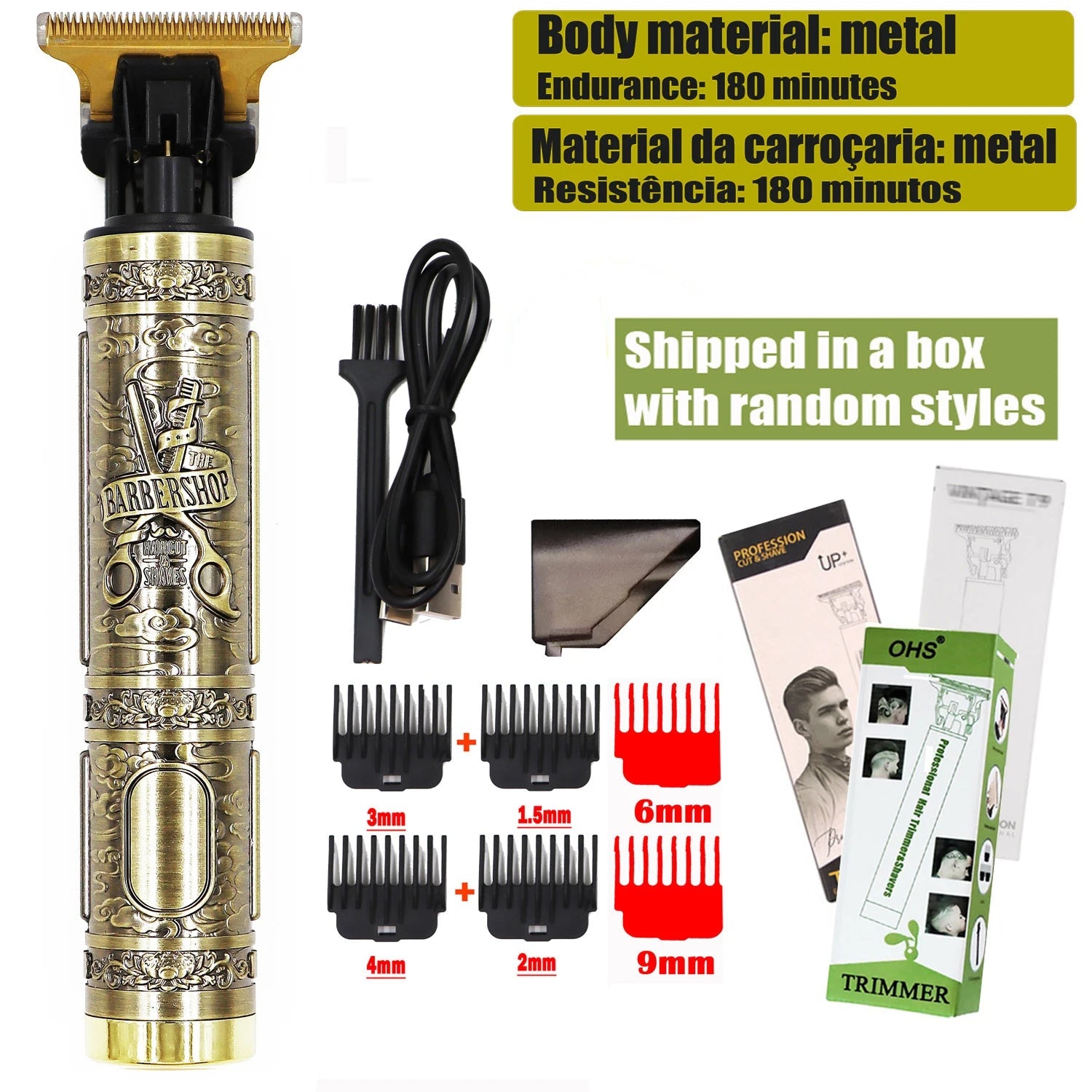 OHS Rechargeable  Vintage T 9 Cordless Hair Cutting Machine Electric Shaver For Man Hair Clipper Barber Trimmer Beard Razors Aurexia off