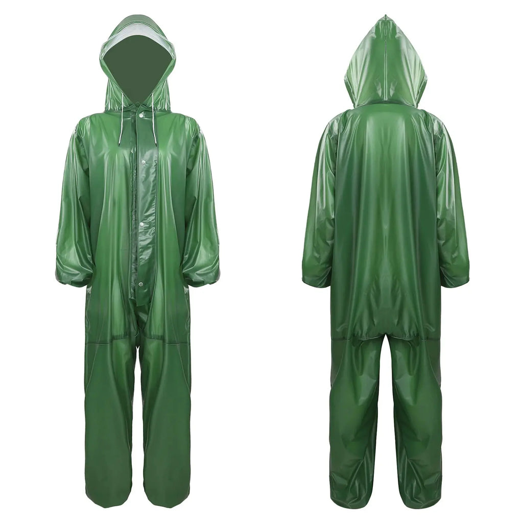 Adults Transparent Full-body Hooded Raincoat Portable Convenient One-piece Waterproof Raincoat Jumpsuit for Outdoor Workwear Aurexia off