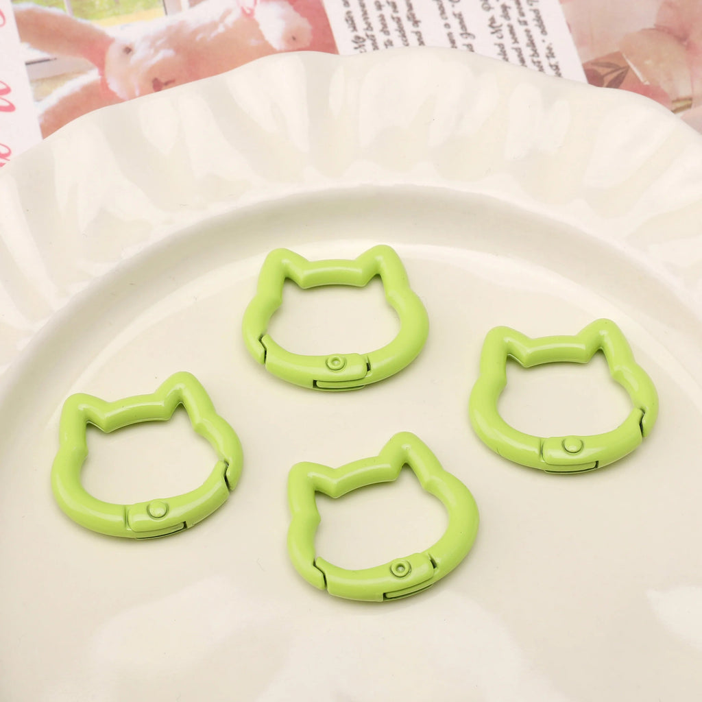1pc/bag Alloy Spring Clasps Colorful Cute Cat Shape Spring Ring Carabiner Clips For DIY Keyring Lanyard Keychain Making Findings Aurexia off