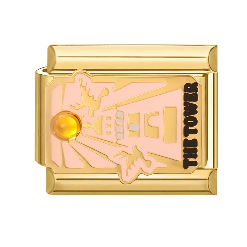 New Original Golden Tarot Cards Zircon DIY Italian Charm Bracelet Stainless Steel Women Jewelry DIY Making Gifts Drop Shipping Aurexia off