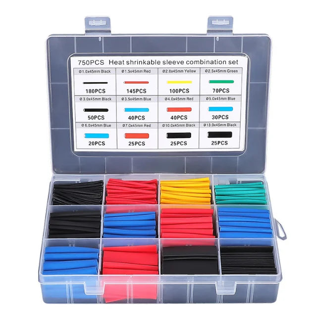 127-750pcs Heat-shrink Tubing  Thermoresistant  Tube Heat Shrink   Wrapping Kit Electrical Connection Wire Cable Insulation Sleeving Aurexia off
