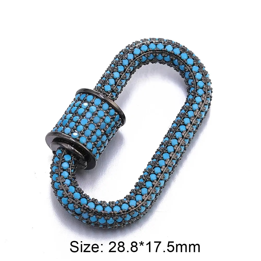 Juya Handmade Zirconia 18K Gold Plated Decorative Copper Pendant Carabiner Screw Bolt Lock Clasps For DIY Punk Jewelry Making Aurexia off