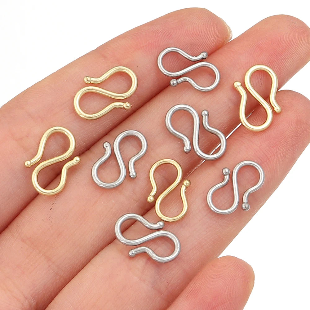 20Pcs Stainless Steel Gold Color S M Shape End Clasps Hooks Chain Connectors For Bracelet Necklace DIY Jewelry Making Supplies Aurexia off