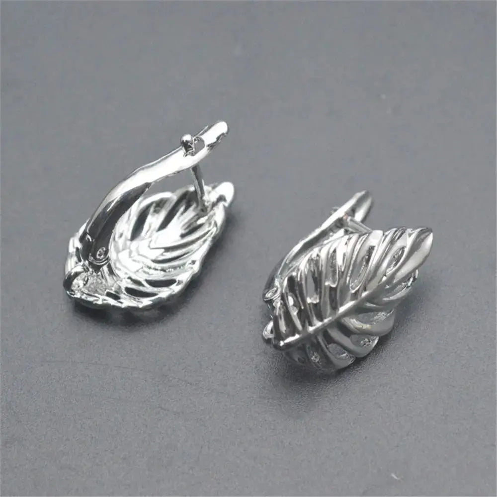 1/2Pcs 18K Gold Plated Brass Leaf Shaped Hollow Fashion Earrings Buckles For DIY High Quality Earring Hook Clasps Jewelry Making Aurexia off