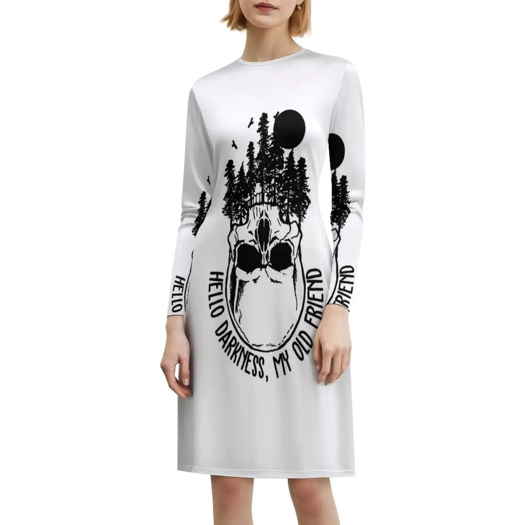 Hello Darkness My Old Friend Skull Vintage Sweetheart Neckline Dress Elegant Summer Party Dress For Women Hello Darkness My Old Aurexia off
