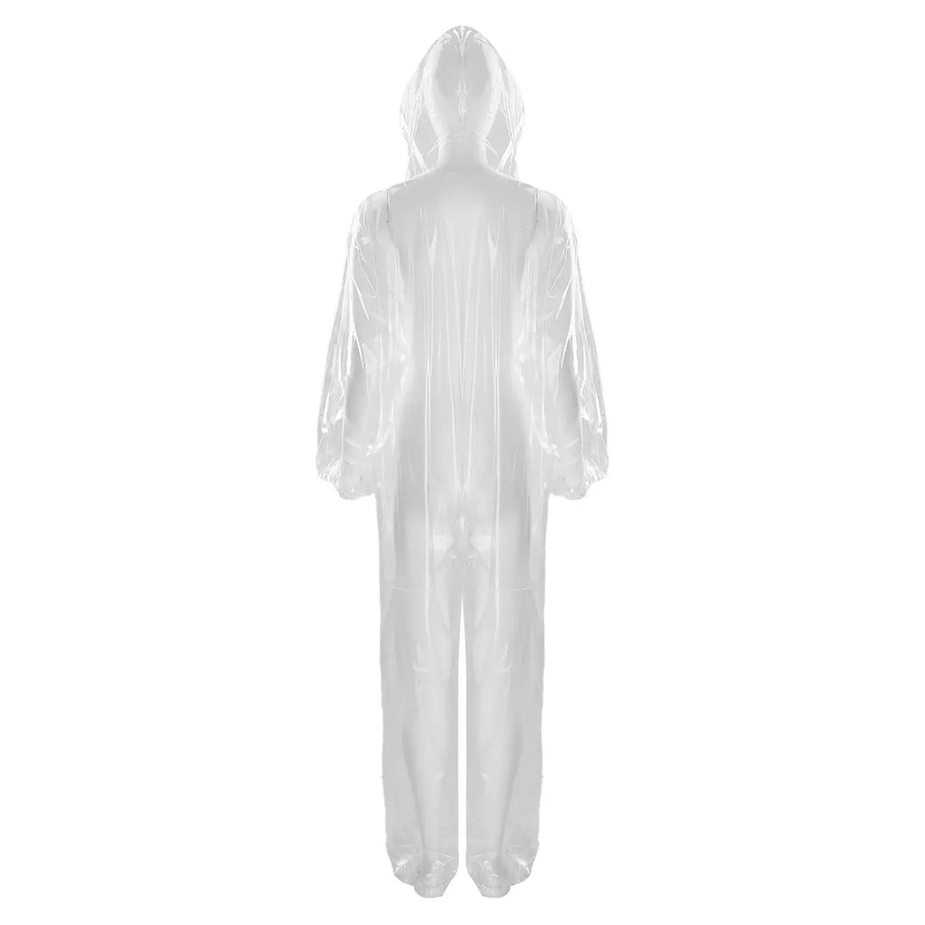 Adults Transparent Full-body Hooded Raincoat Portable Convenient One-piece Waterproof Raincoat Jumpsuit for Outdoor Workwear Aurexia off