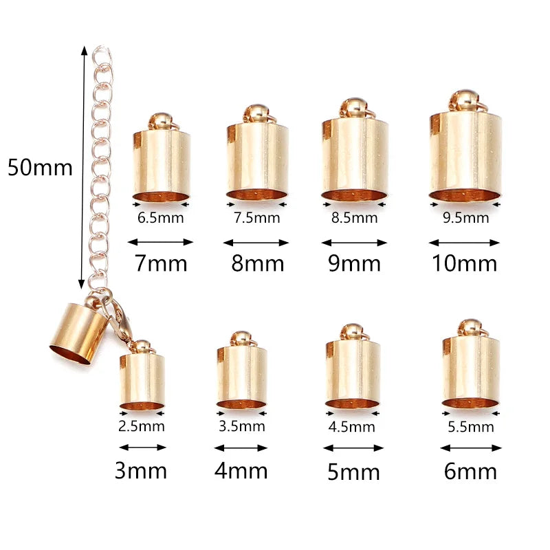 10Sets Leather Cord End Caps With Lobster Clasp Extending Chain For Jewelry Making DIY Bracelet Necklace Connectors Accessories Aurexia off