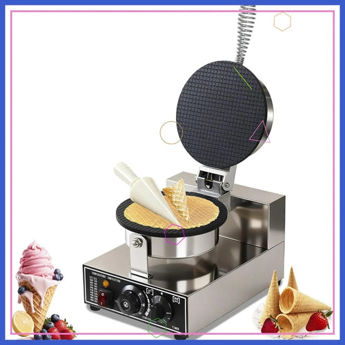 110V Commercial Waffle Cone Maker 1300W Electric Ice Cream Cone Baker, Non-Stick, Temp & Time Control for Restaurants Aurexia off