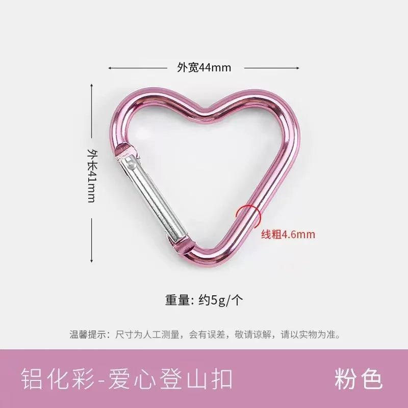 5pcs Aluminum Alloy Colorful Heart Spring Clasps  Carabiner Keychain Clips Hook Dog Chain Diy Jewelry Buckle Connector Supplies Aurexia off
